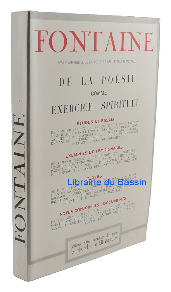 Livre moderne : Fontane n°19-20 De la poésie comme exercice spirituel