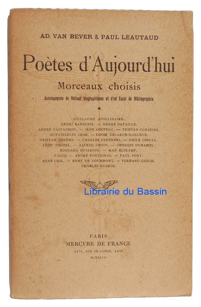 Livre moderne : Poètes d'aujourd'hui Morceaux choisis Tome I