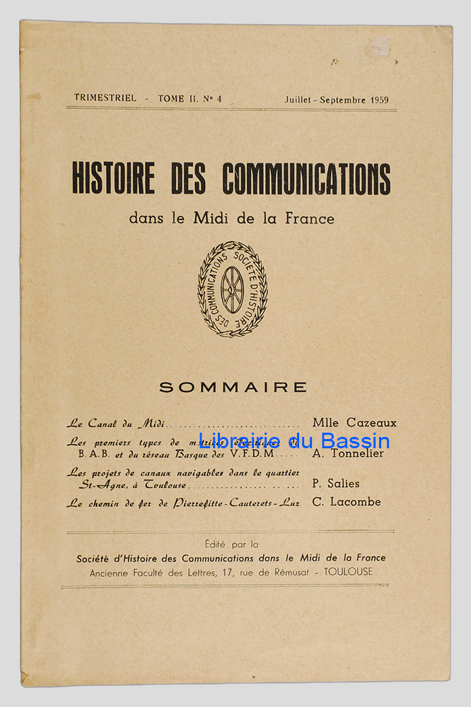 Histoire des communications dans le Midi de la France Tome II n°4